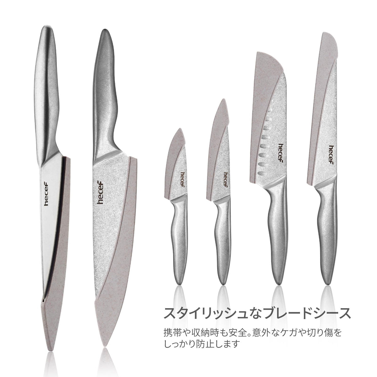 hecef Vintage Style Kitchen Knife Sets,Scratch Resistant Camping Matte Knives with 5 Slots Recycled Oxford Cloth Knife Roll Bag & Covers,Stonewashed High Carbon Stainless Steel Blades & Hollow Handle