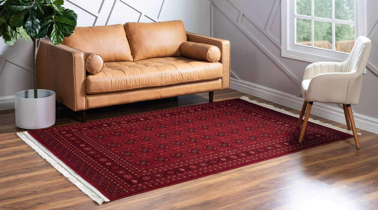 Unique Loom Tekke Collection Over-Dyed Saturated Traditional Torkaman Area Rug, 7 ft x 10 ft, Red/Burgundy