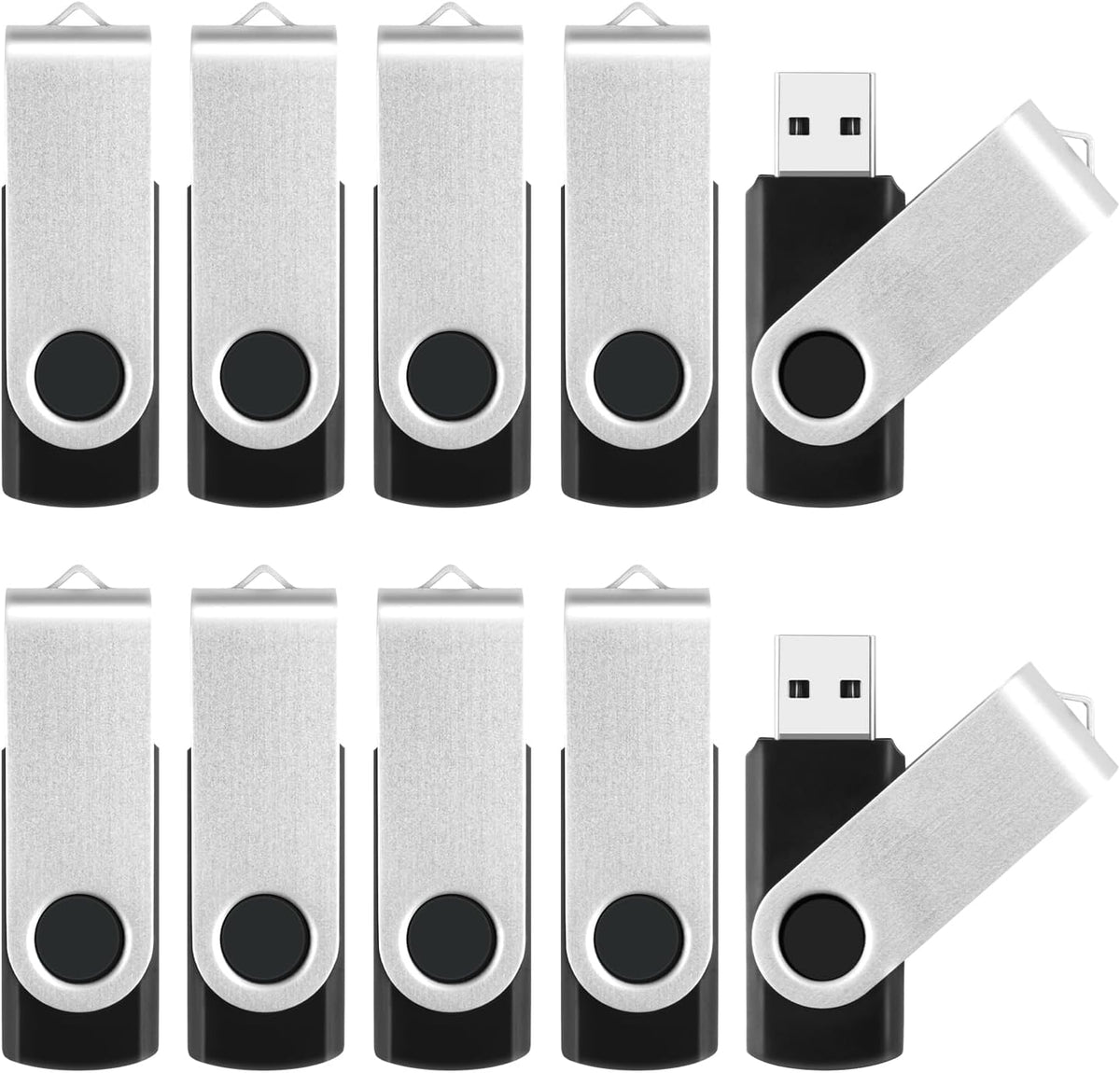 MECHEER 128MB 10 Pack, 2.0 Thumb Drives Bulk USB Flash Drive Jump Drives with Lanyards, Swivel Memory Stick Photo