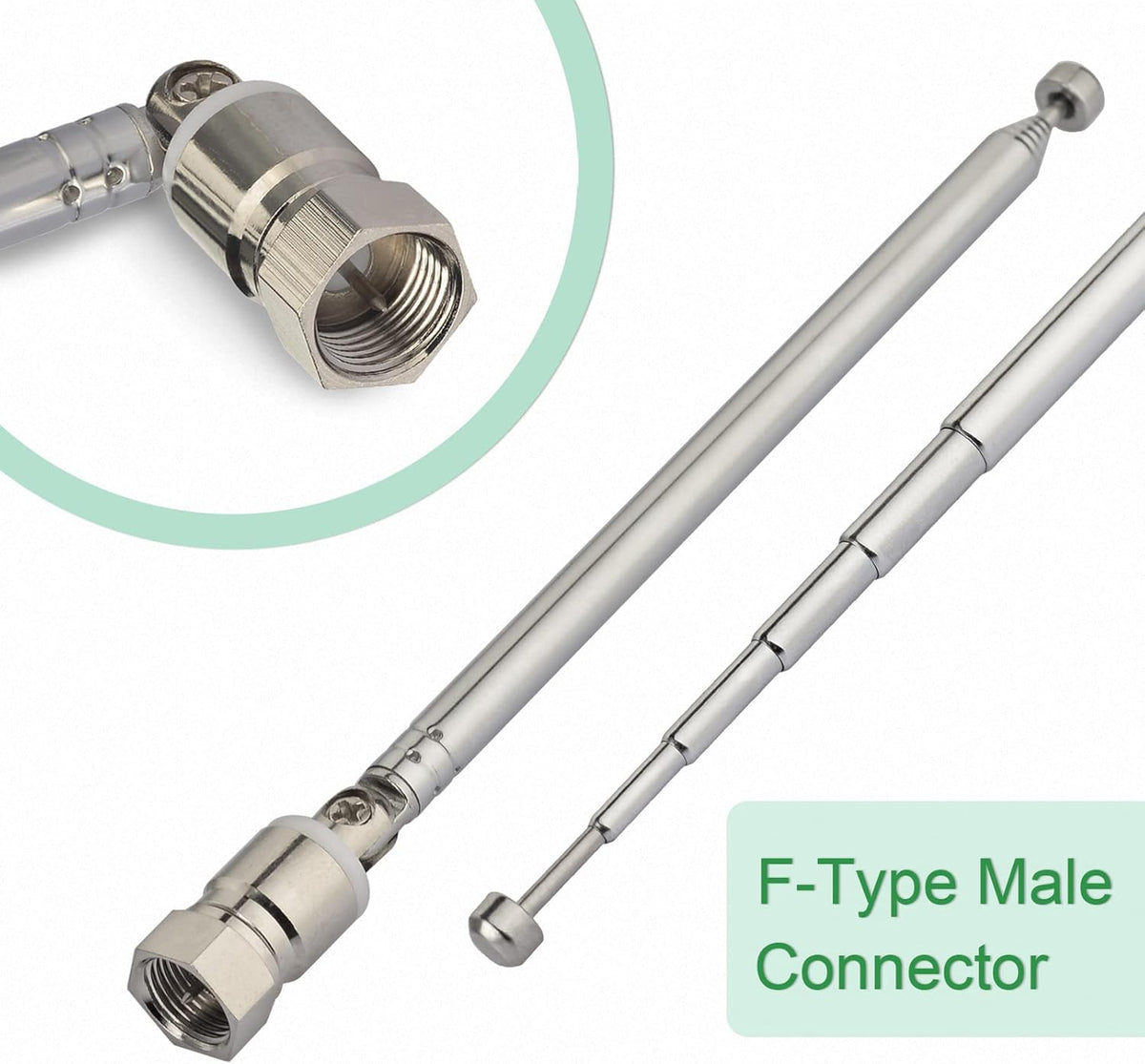Superbat 75 FM Telescopic Antenna Kit Unbal F Type Connector DAB Radio Replacement Antenna for TV AM FM Radio Stereo