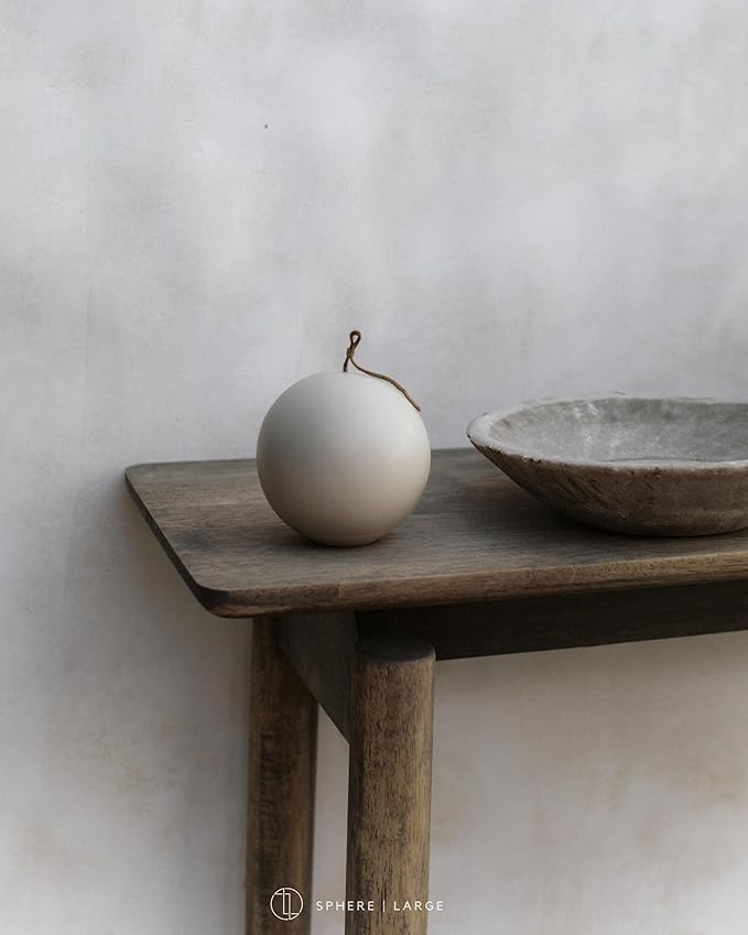 LAWA Sphere Candle - Beautiful Handmade Pillar Scented Soy Wax Elegant Aesthetic Candle Housewarming Gift Home Room Shelf Decor Idea (Light Beige, Large)