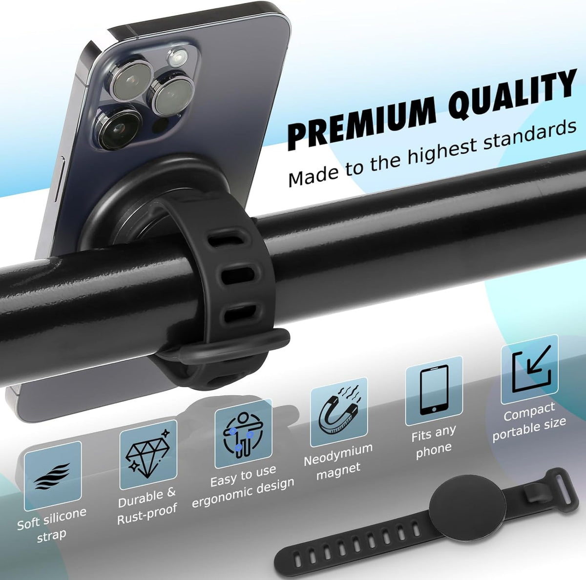 Aerbeis 17 16 15 14 13 12 Stroller Phone Holder for Magsafe iPhone Steering Wheel Phone Mount for Peloton, GYM