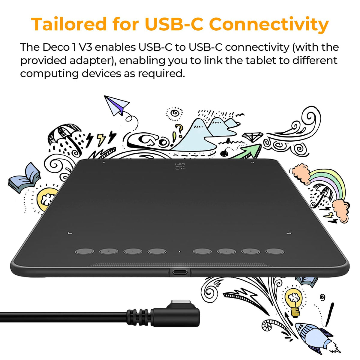 XPPen Updated Deco 01 V3 Drawing Tablet-16384 Levels of Pressure Battery-Free Stylus, 10x6 Inch OSU Graphic Tablet, 8 Hotkeys for Digital Art, Teaching, Gaming Drawing Pad for Chrome, PC, Mac, Android