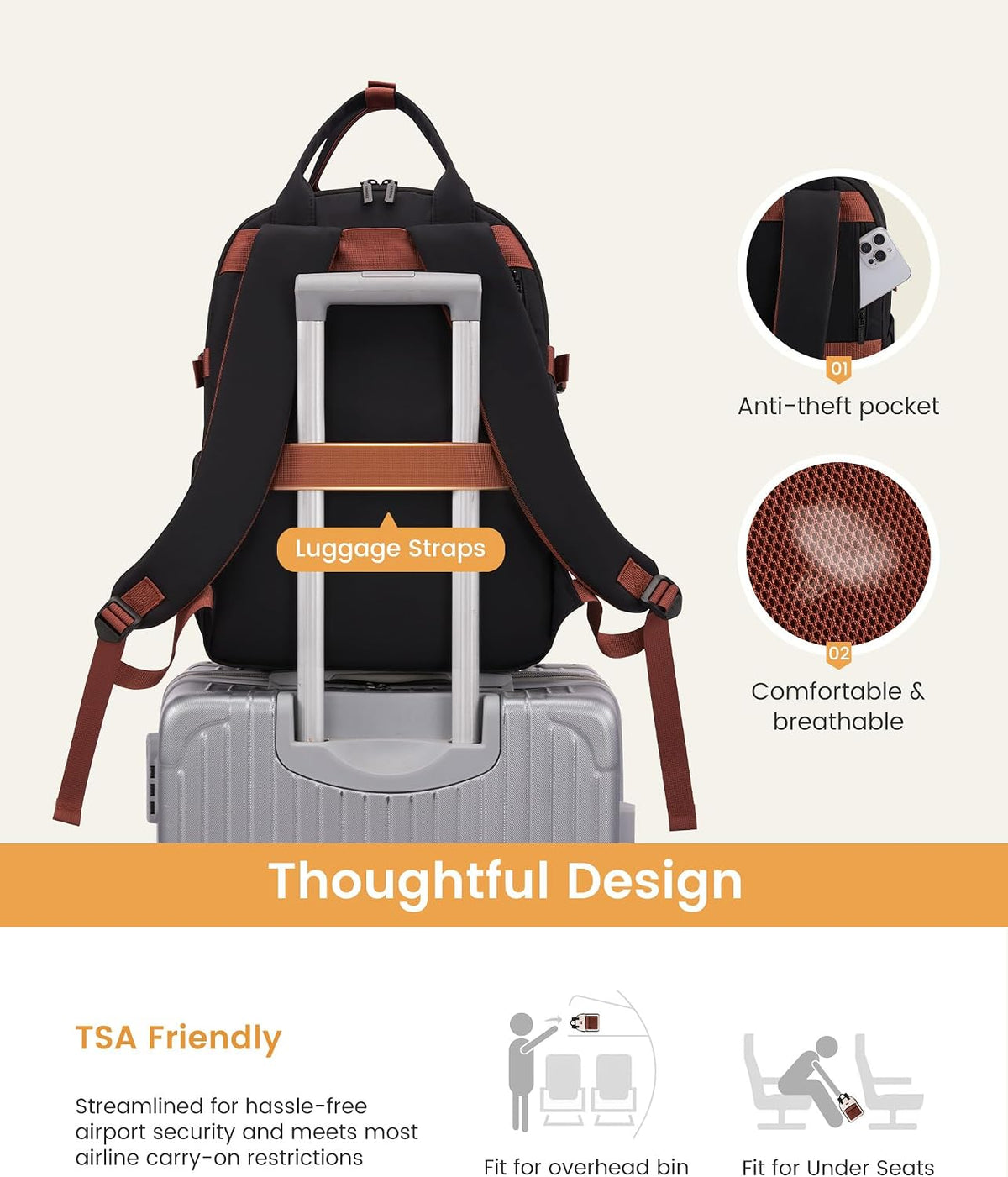 Backpack Backpack Backpack, 18Inch LOVEVOOK Laptop for Women - Stylish Work with Large Cup Holder, Waterproof College