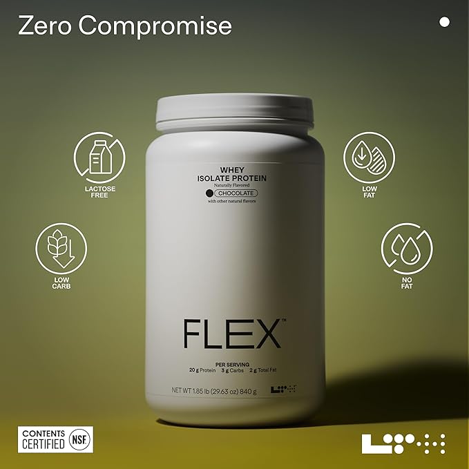 LTH Flex Whey Protein Isolate - Trusted by Life Time Members - Lactose-Free Protein Powder - for Post-Workout Recovery - Low Fat, No Sugar & Low Carb - Chocolate, 30 Servings