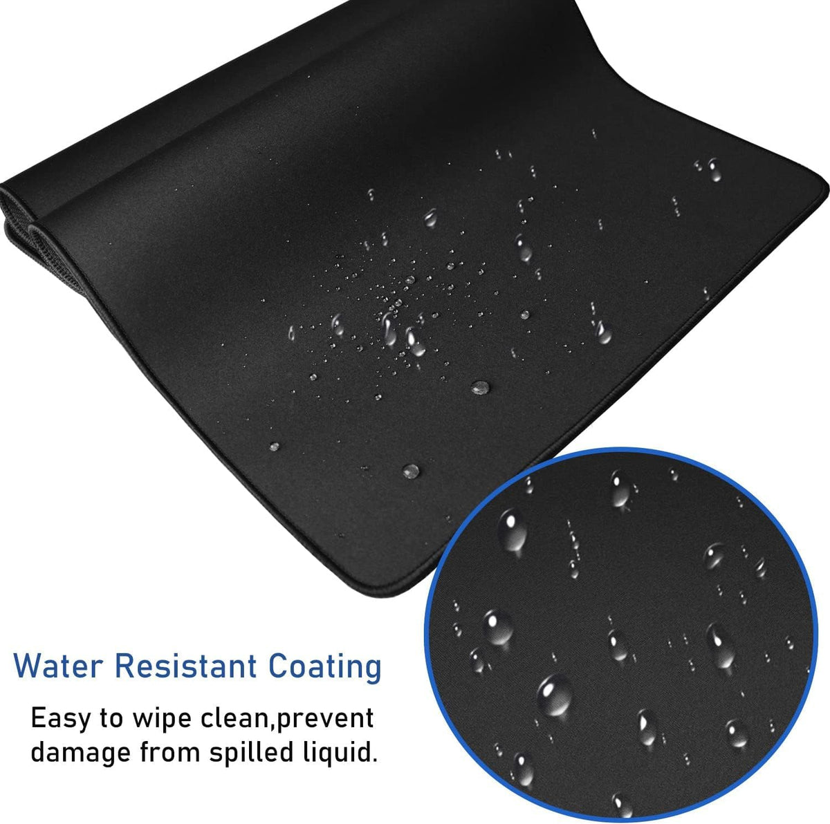 Gaming Mouse Pad, Large Desk Mouse Pad with Stitched Edges,(35.4X15.7In) Durable Non-Slip Natural Rubber Base, Waterproof Computer Keyboard Pad Mat for Esports Pros/Gamer/Desktop/Office/Home, Black
