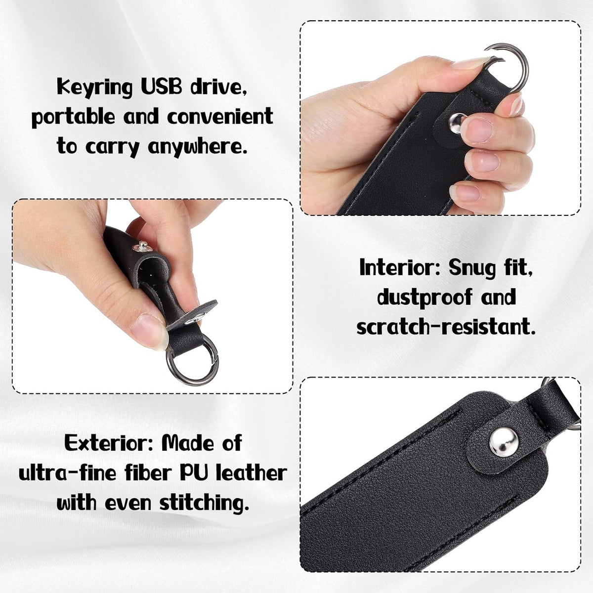 SynHHergyx 3 Pcs USB Flash Drive Case Leather Storage Cases. Anti Lost Thumb Flash Drive Holder USB Holder Protective