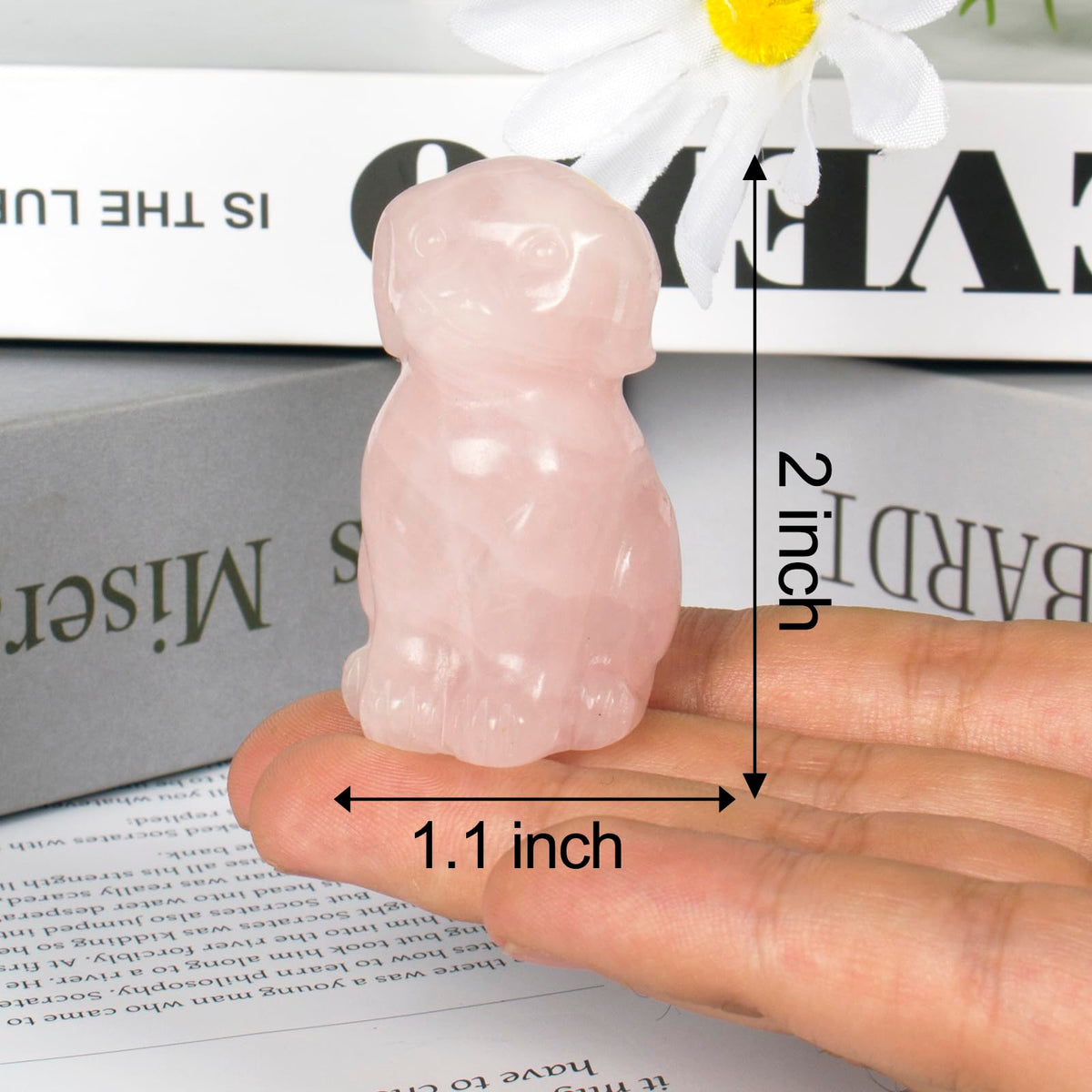 Ytbeoxk Hand-Carved Natural Rose Quartz Crystal Dog Sculpture for Spiritual Healing Energy Stone,Feng Shui Wealth Protection Figurine, Home,Office Desk Decor,Unique Gift for Pet Lovers,Birthday.
