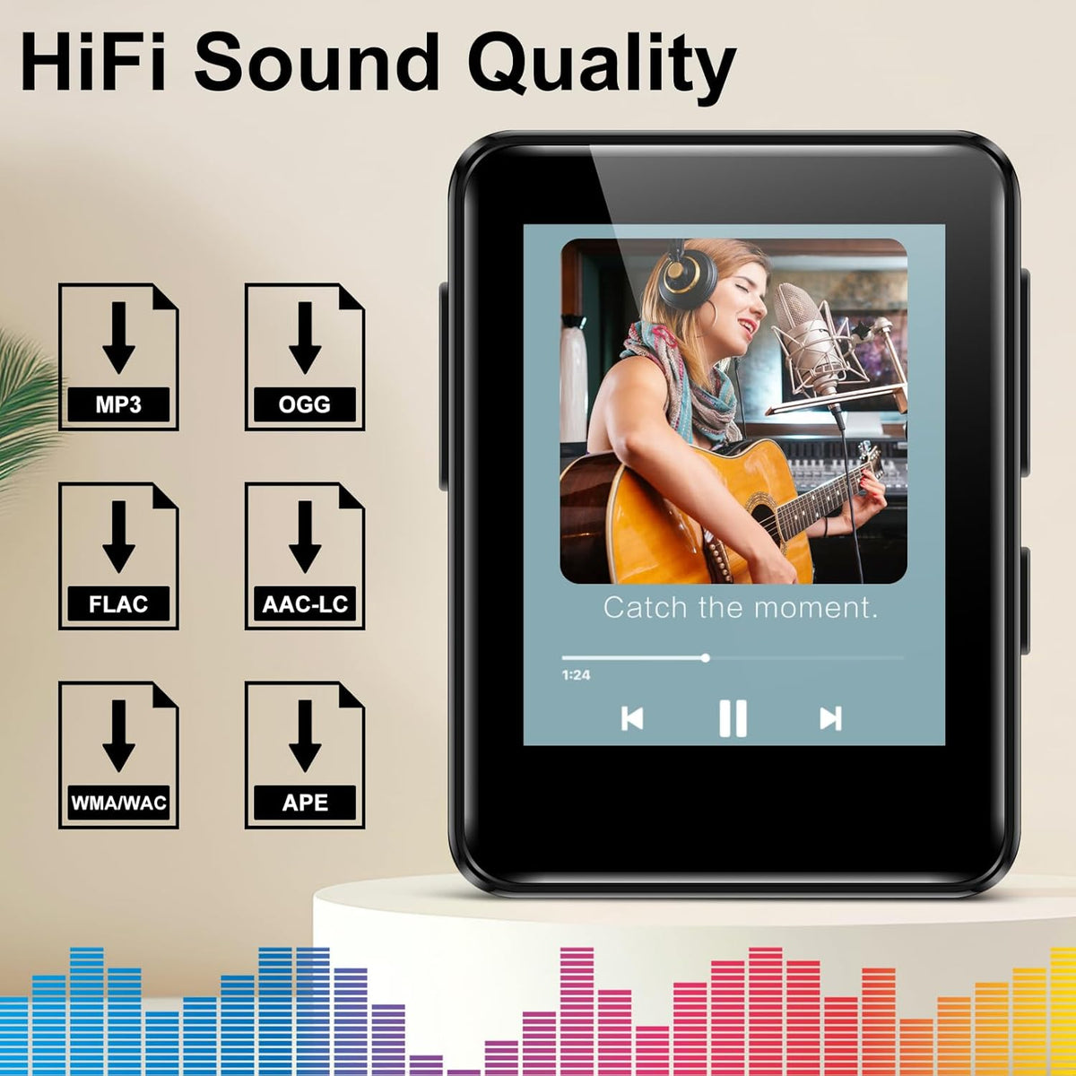 woolynew MP3 1.8 inch MP3 512GB, 64GB Music Player, Screen Portable HiFi Player Expandable to with Bluetooth, FM Radio