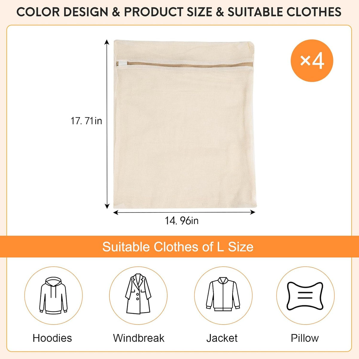 Skiennix 4-Piece Organic Cotton Mesh Laundry Bags - Durable, Breathable Design for Delicate Items