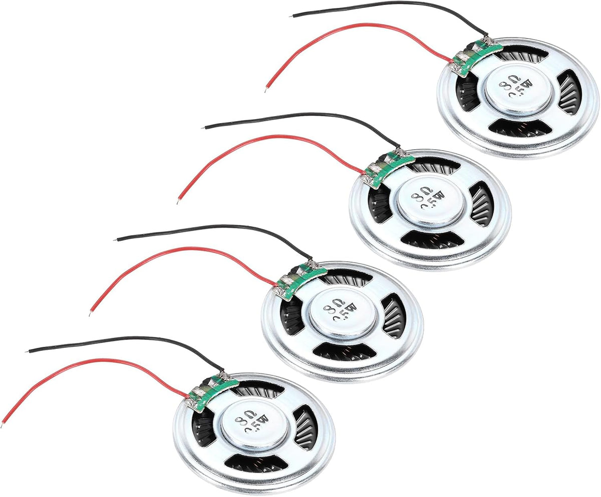 uxcell 4 0.5W 8 Pcs Ohm Small Speakers Metal Shell Round Internal Micro Magnet Speaker for Mini Speakers DVD EVD