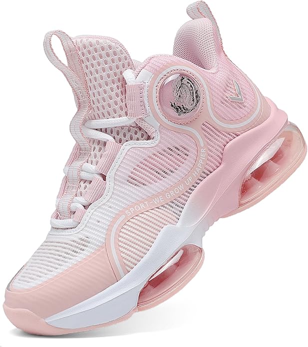 VITUOFLY Kids Basketball Shoes Boys Air Cushion Sneakers Girls Mid Top School Hoops Shoes Non-Slip Outdoor Sports Running Gym Comfortable Durable Little Kid/Big Kid