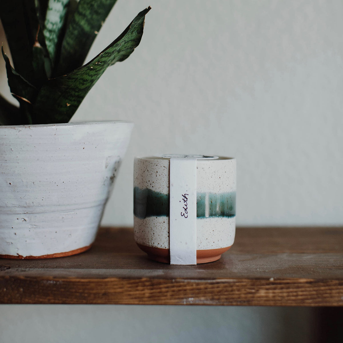 Hyggelight - The Growing Candle, Lavender Scented, 8.5oz Ceramic Pot, Single Wick Aromatherapy Candles, 100% Soy for Women and Men, Edith