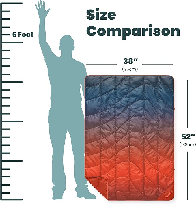 Rumpl Travel Puffy Blanket, Ultra-Packable Travel-Size Warmth and Comfort, Volcanic Fade