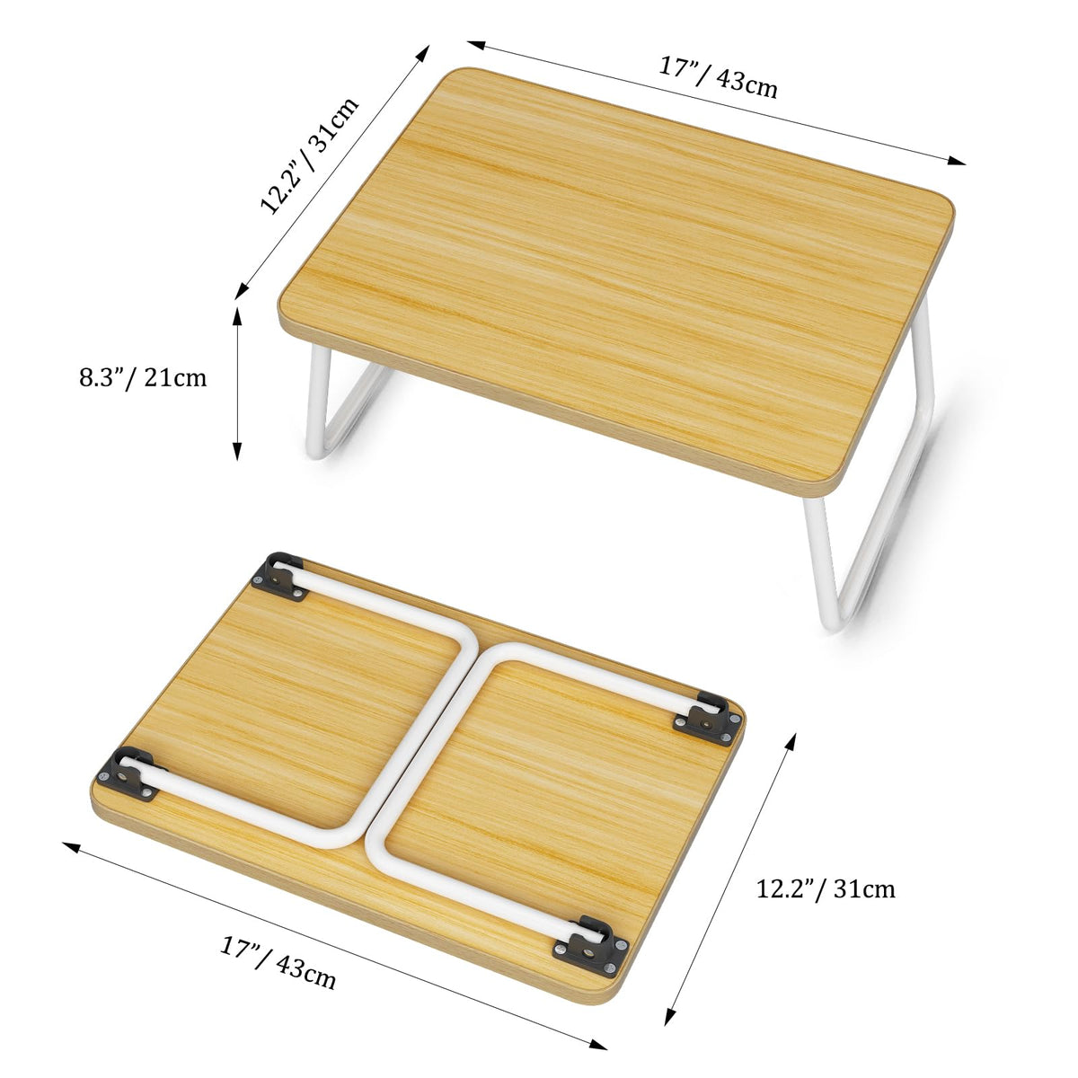Lap Desks Laptop Tray for Bed or Couch, Breakfast Serving Tray with Folding Legs,Portable & Lightweight Mini Table, Laptop Stand for Working, Reading and Writing,Beige