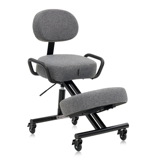 DR.LOMILOMI Ergonomic Kneeling Chair with Backrest, Improve Posture, Thick Cushions, Locking Wheels for Home & Office, AKONI 512B (Dim Grey)