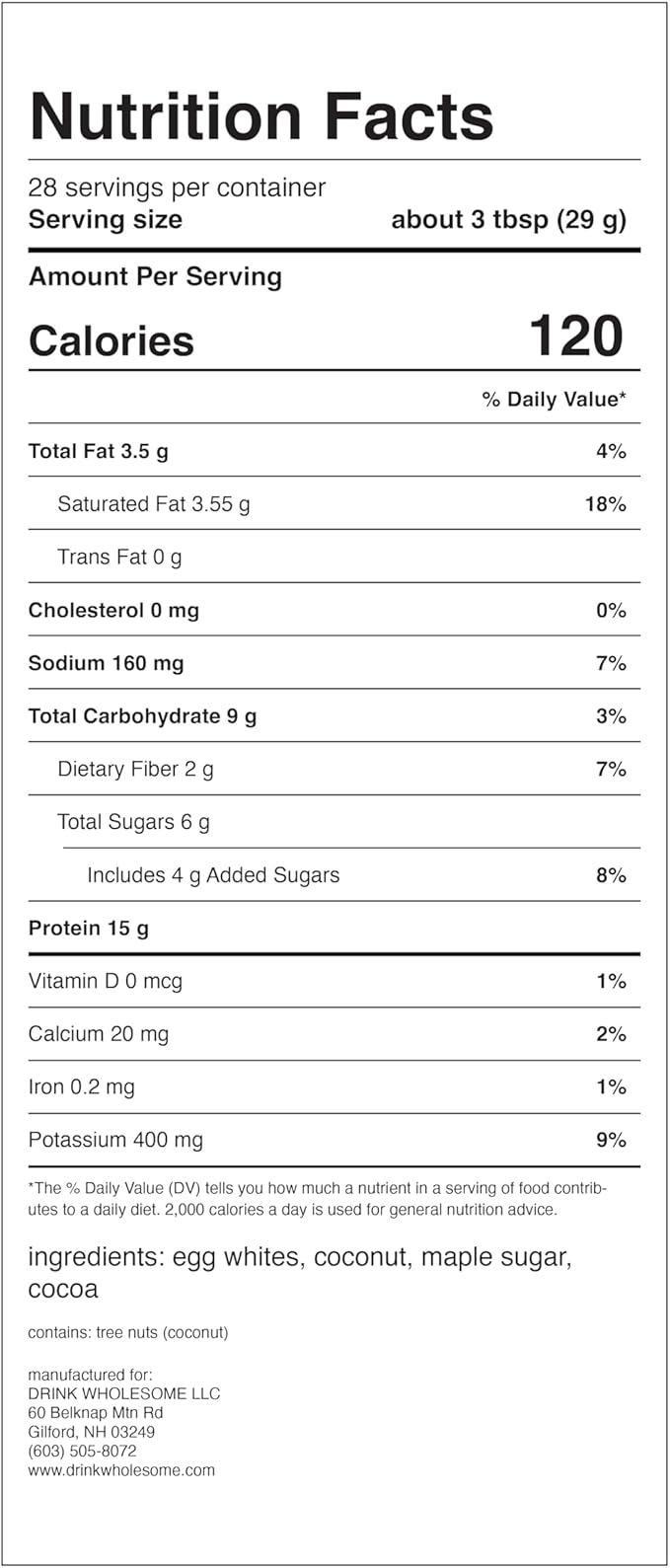 drink wholesome Chocolate Maple Egg White Protein Powder | for Sensitive Stomachs | Gut Friendly | Additive & Dairy Free | No Artificial Sweeteners | No Bloating or Gas | No Constipation or Diarrhea