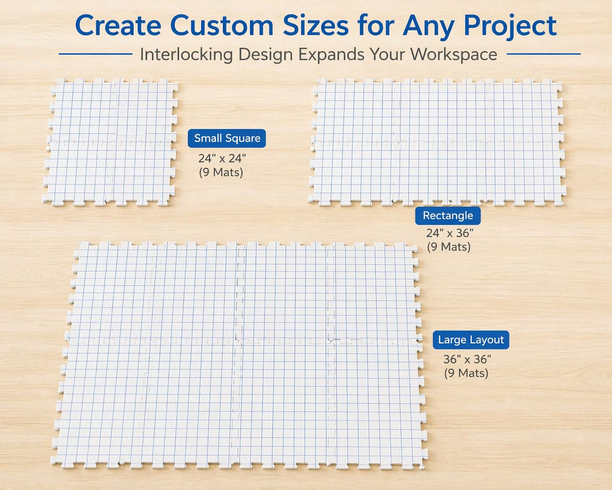IRSTBL Knitting Blocking Mats Set – 9 Interlocking Foam Mats with Gridlines, 100 T Pins, 20 Locking Stitch Markers and Storage Bag – Crochet Blocking Boards Kit