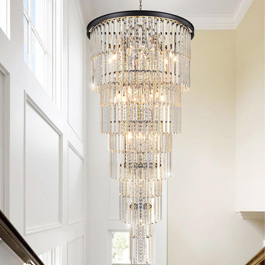 Arotikee Luxury 37-Light Crystal Chandelier for High Ceilings, Modern Black Extra Large Staircase Chandelier for 2-Story Foyer, Entryway & Villa Living Room