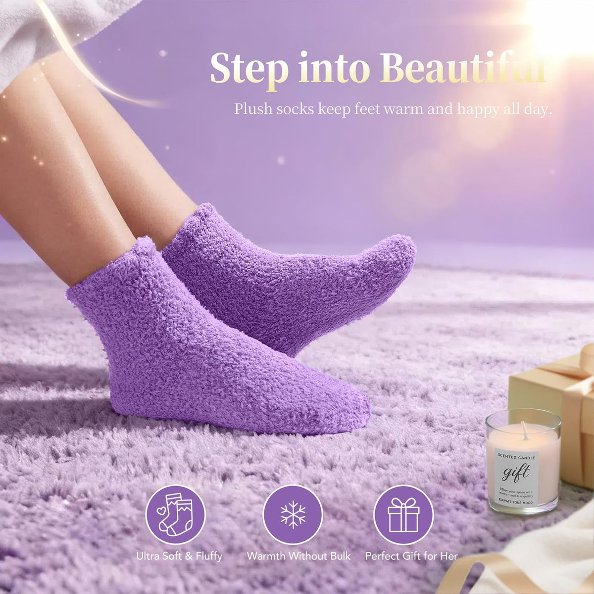 Birthday Gift for Women - Luxury Spa Self Care Kit for Her - Perfect Birthday Gifts for Wife Mom Girlfriend Sister - Relaxing Spa Experience with Blanket Candle Bath Bomb Tumbler - Purple Gift Box