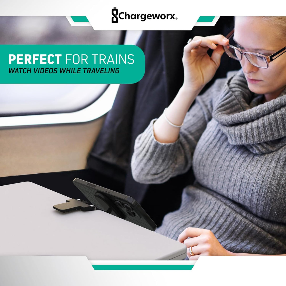 CHARGEWORX 360 90 in-Flight Magnetic Phone & Tablet Mount for Airplanes, MagSafe-Compatible Travel Phone Holder