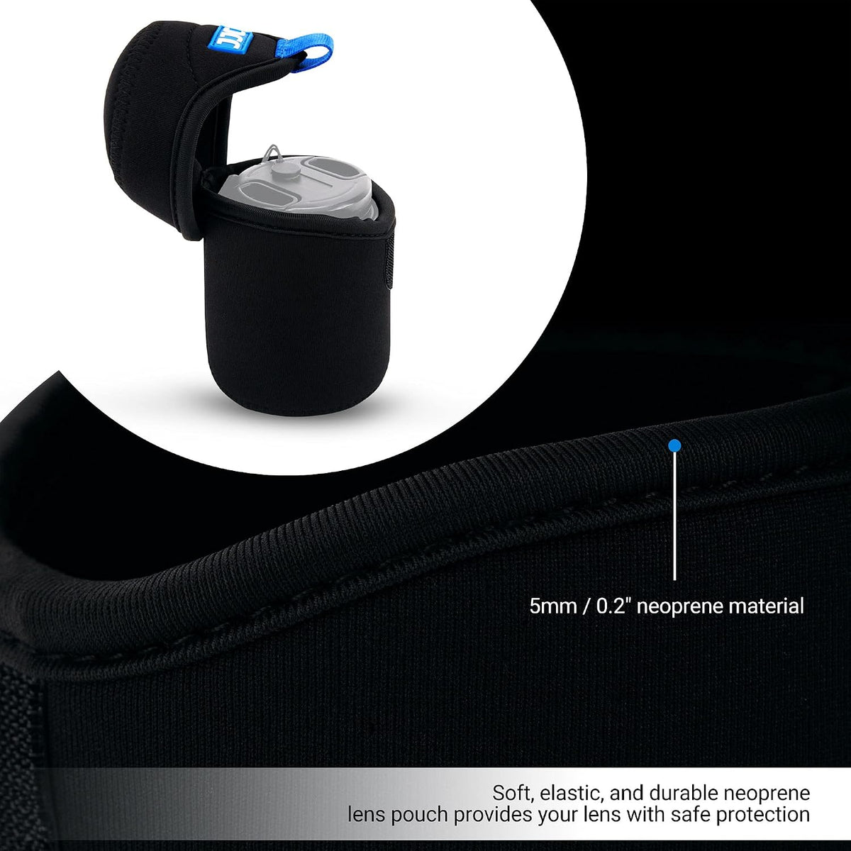 2.6 3.1(D 50mm f/1.8, 55mm f/1.8, 56mm f/1.4 JJC Water Resistant Neoprene Camera Lens Pouch Case, Fold-Over Lens Bag
