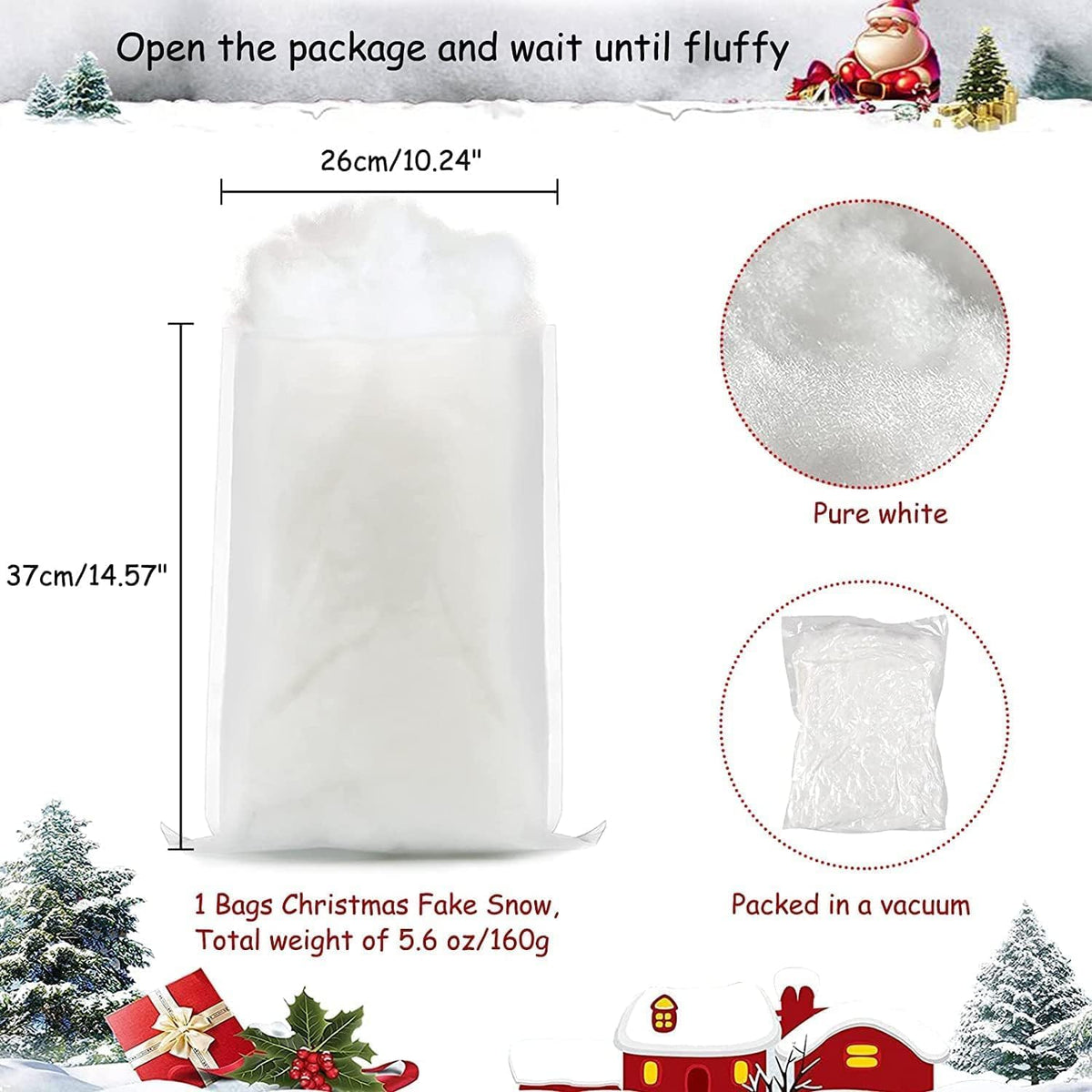 Skiennix Christmas Fake Snow Decor - Fluffy Fiber Artificial Snow Blankets for Indoor Winter Decoration