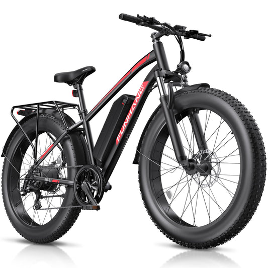 Funhang Electric Bike for Adults, 1000W Peak Ebike, 20MPH 60Miles Electric Mountain Bike, 26" Fat Tire Electric Bicycle with 48V 13AH Battery, Front Suspension,7 Speed, Rear Rack, UL 2849 Certified
