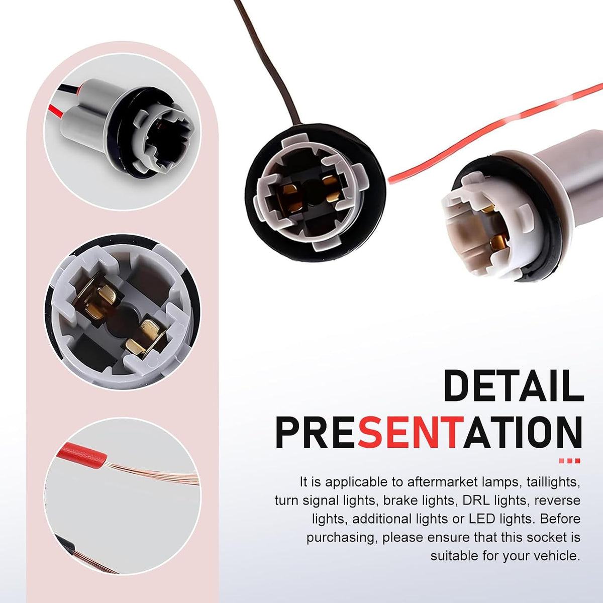 Foelony 2 T10 T13 T15 PCS Car Wiring Harness Pigtail Socket, Car LED Turn Signal Lights Harness Plugs Connector