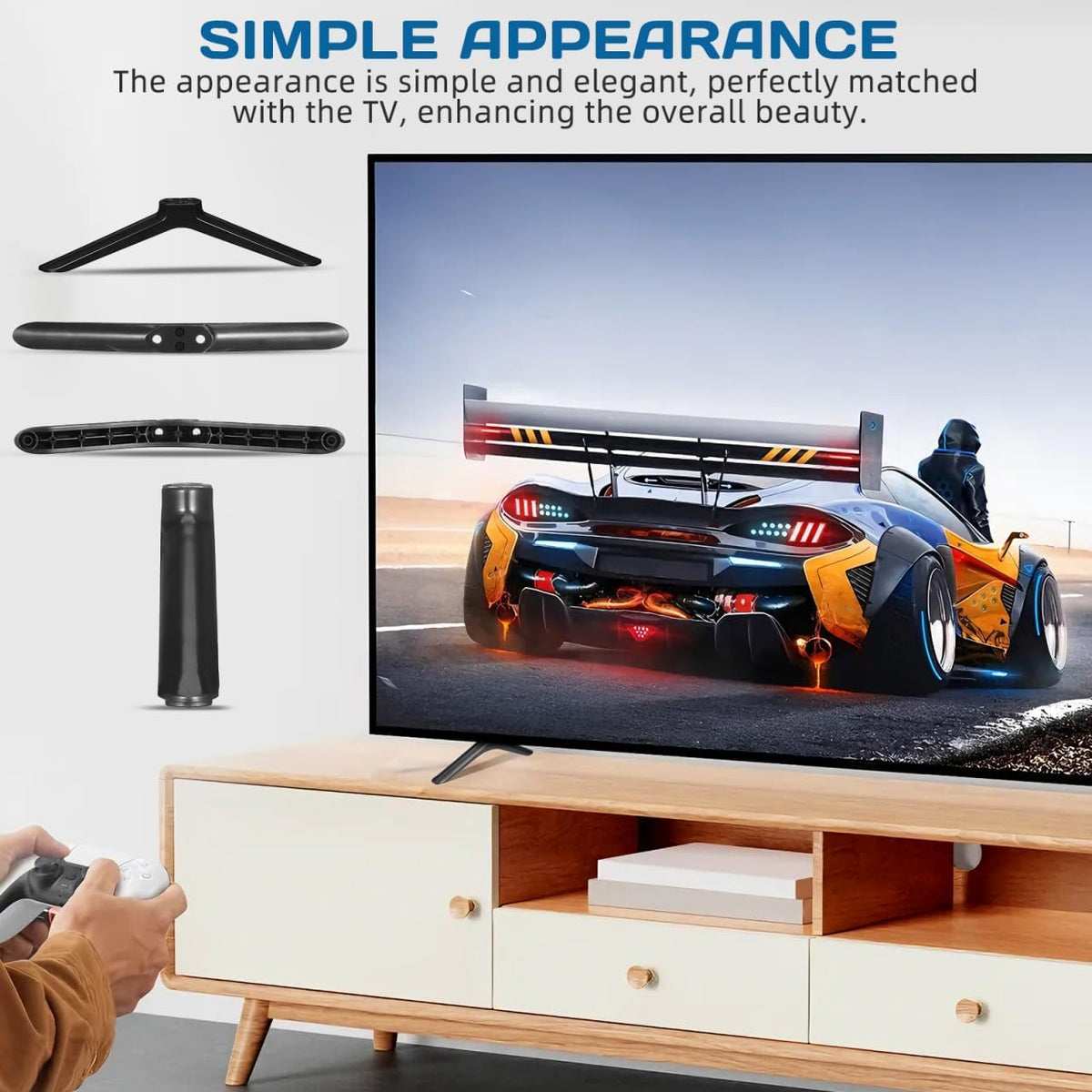 Yardenfun 40inch Universal TV Stand Legs Modern Stand for TVs Riser Base Monitor Mount Sleek Black with Screws