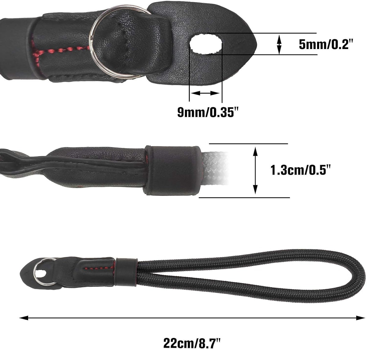 Soft Cotton Core Anti-Scratch Wrist Strap for DSLR Cameras - Comfortable & Stylish (Black)