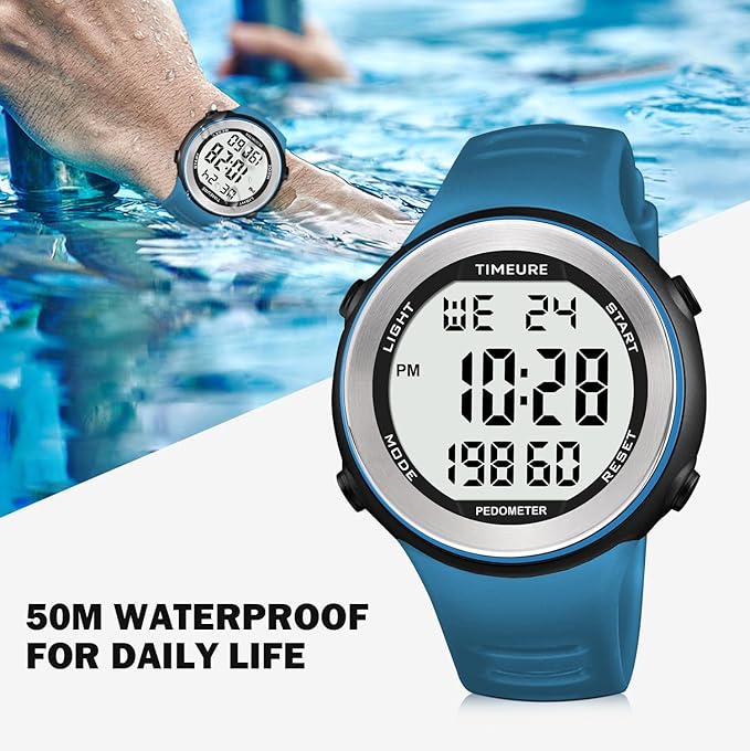 Mens Pedometer Watch for Walking Step Counter Watch No Charging, No App Connection, with EL Backlight. Simple, Practical Choice for Mobile-Free Fitness Enthusiasts TIMEURE-2308