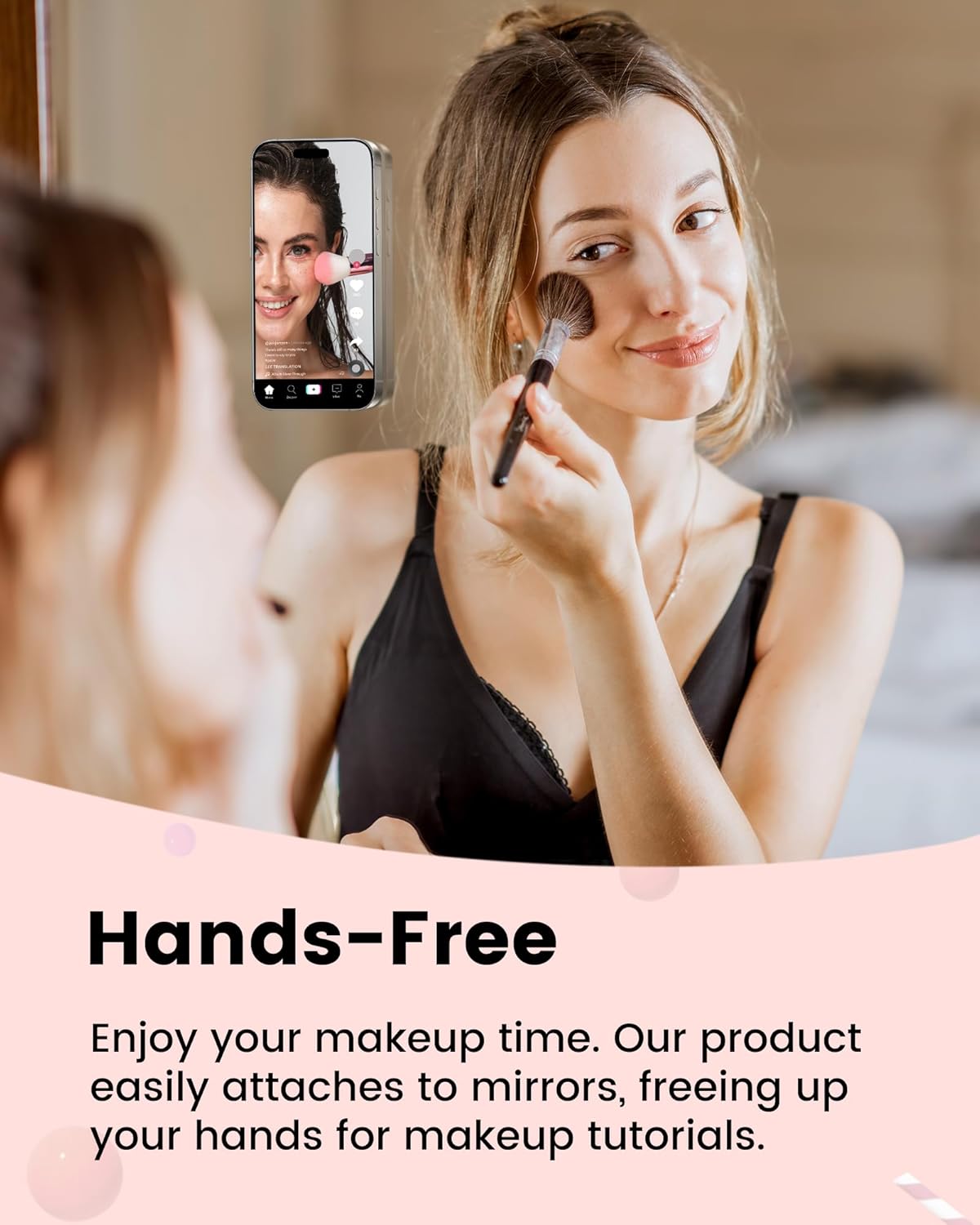amBand Magnetic Suction Mirror Window Phone Holder, Sticky Grip Double Sided Mount for iPhone, Gym Bathroom Kitchen