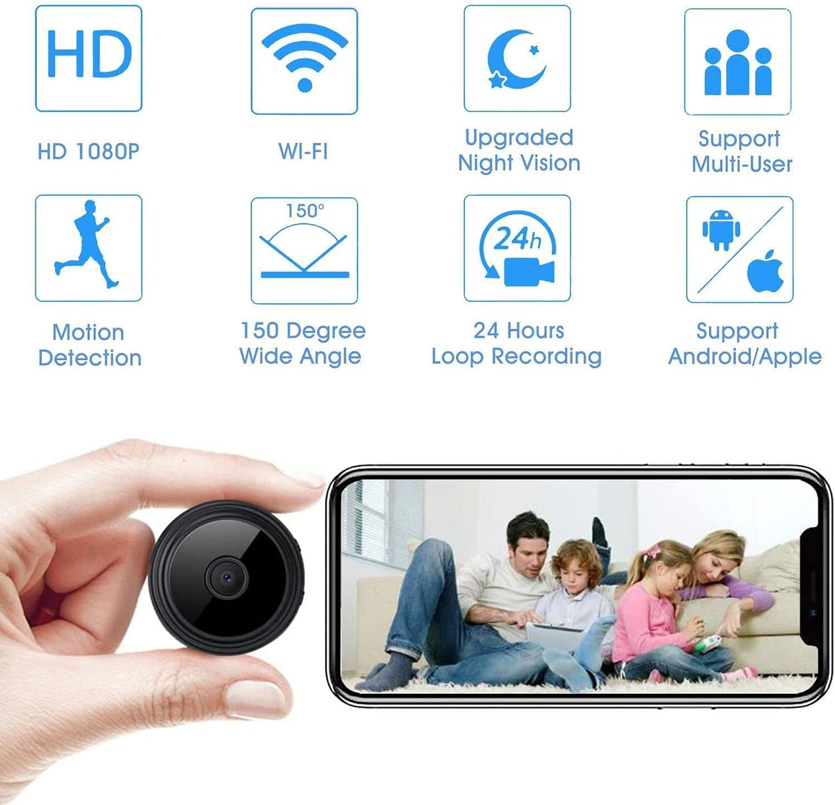 X W EI UNION Secret Camera Spy Camera WiFi Home Security Camera Mini Hidden Camera Video Recorder Night Vision Live