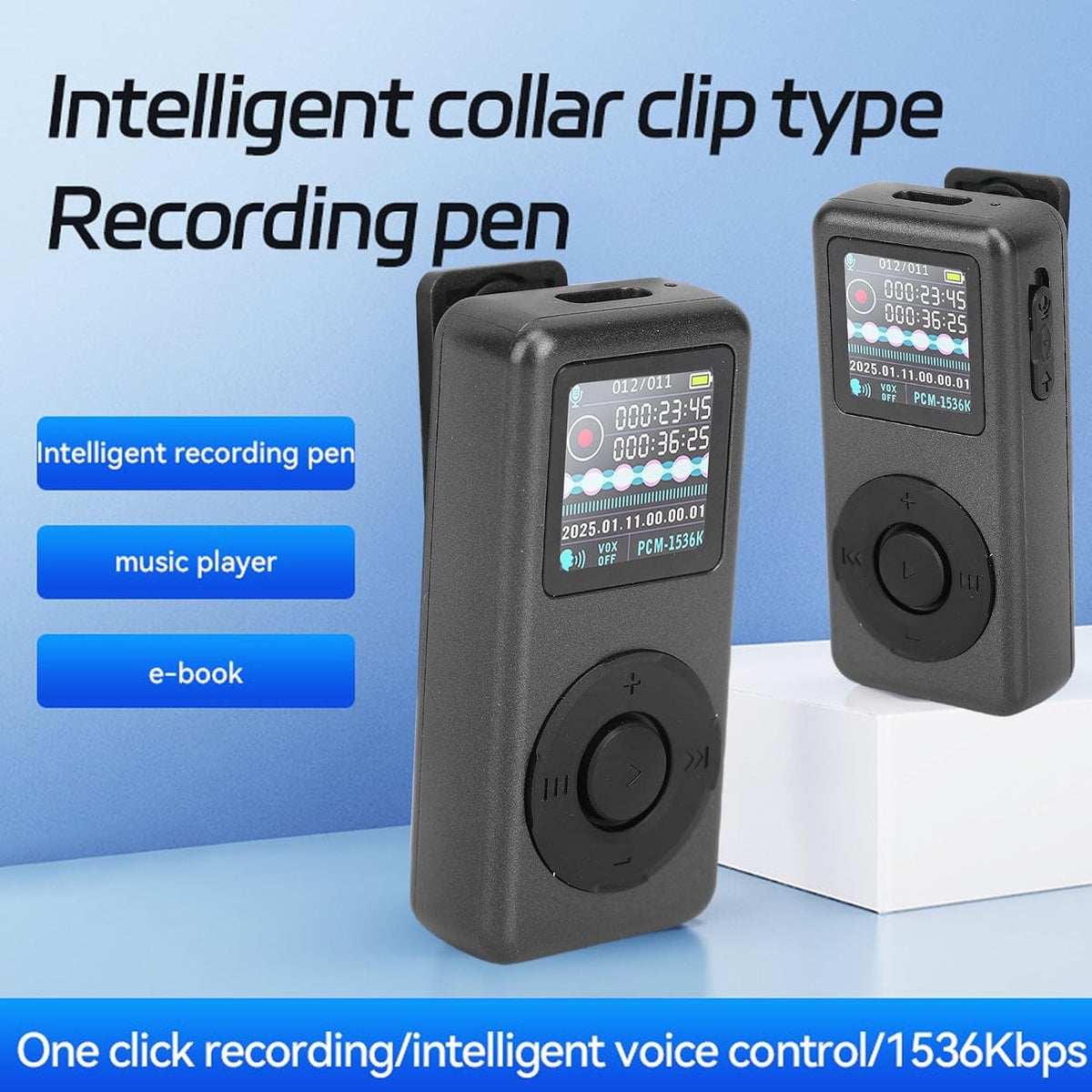 XUMIUZIY MP3 1536Kbps 5 (8GB) Player, Music Player Digital Audio Player with Noise Reduction HD Lossless Recording