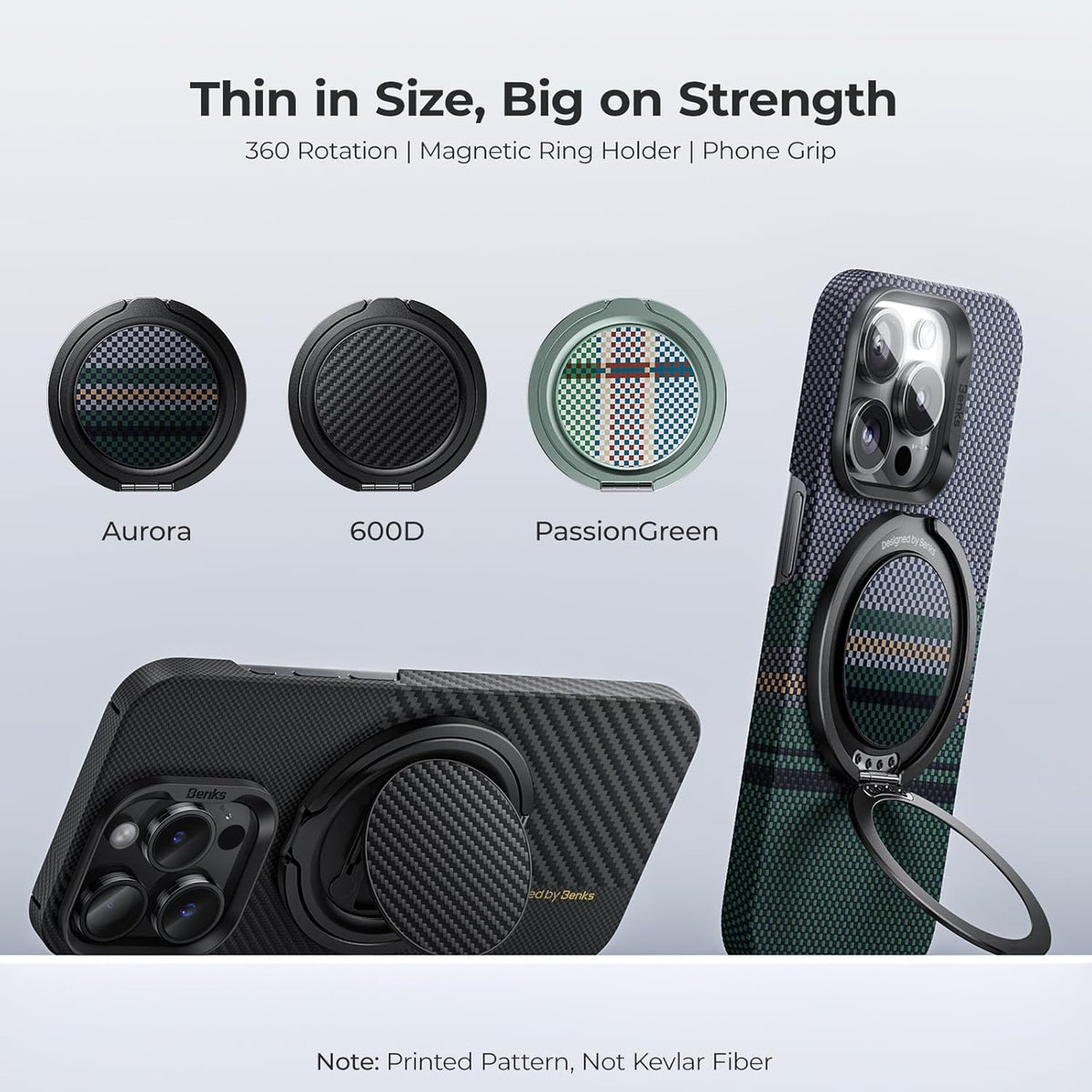 BENKS 360 17/16/15/14/13/12 Magnetic Phone Grip Ring Holder Stand for Magsafe, Rotation Adjustable Cell Phone Stand