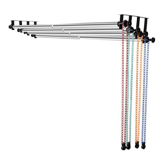 MagicLine Photography Backdrop 4 Roller Support System, 118 inch Stainless Steel Crossbars Manual Backdrop Stand,Wall/Ceiling/Light Stand Mount Background Holder for Home & Studio(Stability)