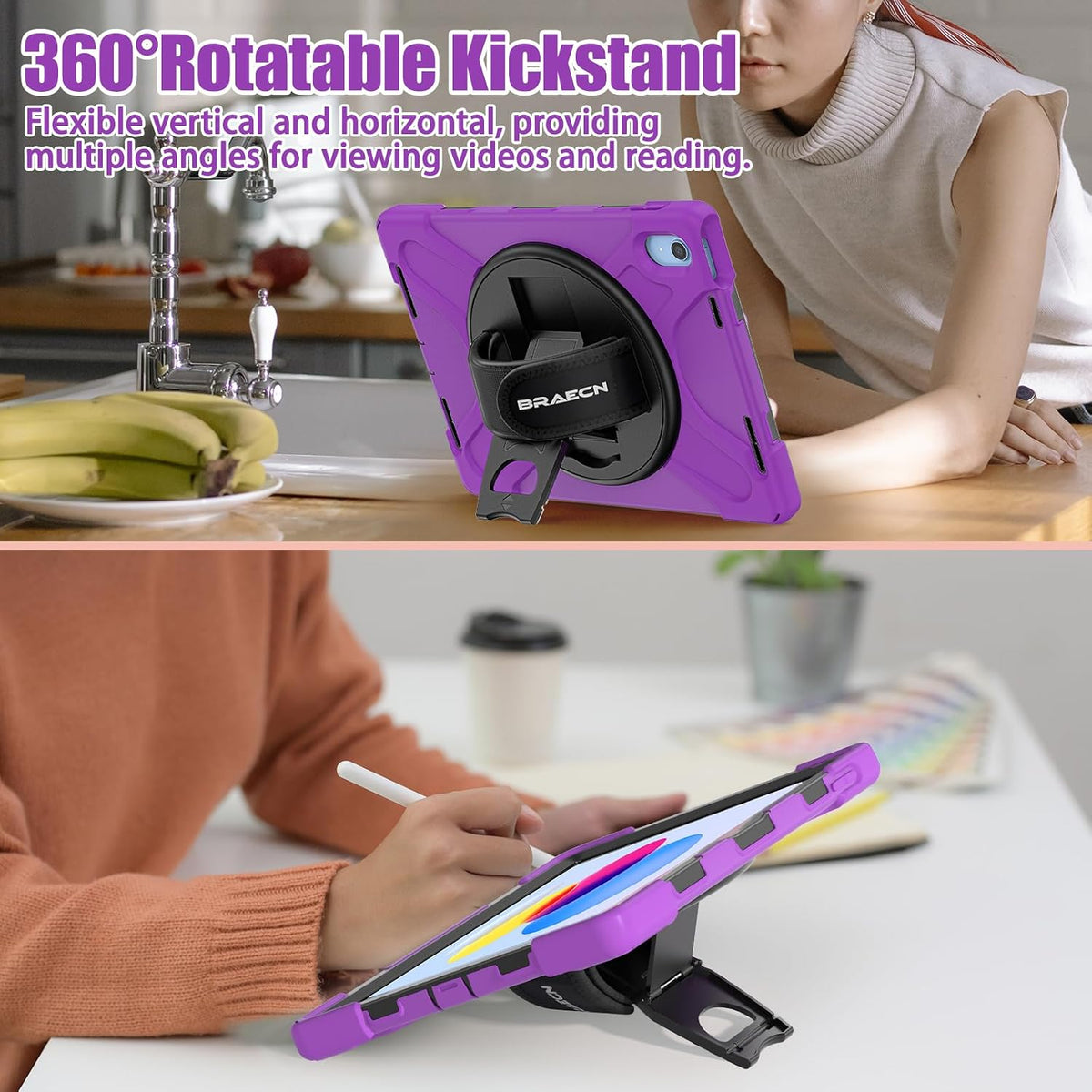 BRAECNstock (A16) 11th/10th 11"/10.9'' 2025/2022, 360 for Apple iPad Generation Shockproof Protective Case with Screen