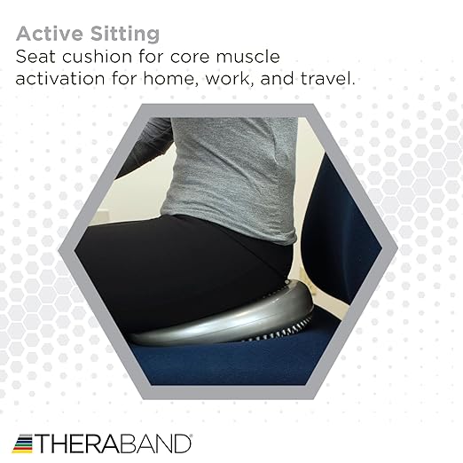 THERABAND Stability Disc, 13-Inch Silver, Latex-Free, Pre-Inflated Balance Cushion for Core Strength, Wobble Seat for Posture & Active Sitting, Wobble Disc for Office Chair or Rehab