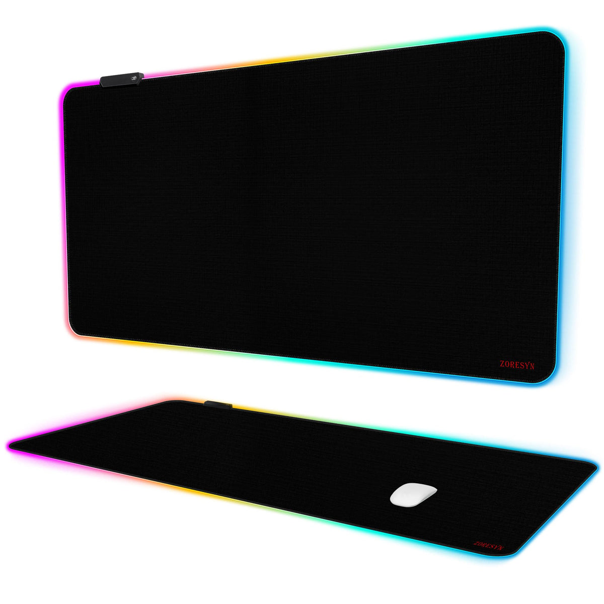 ZORESYN RGB Gaming Mouse Pad - 39.4"x19.7" Large Mousepad with Led Light, Keyboard Pad Gaming Accessories for Desk, Non-Slip Rubber Base Big Mouse Mat for Gamer,Black