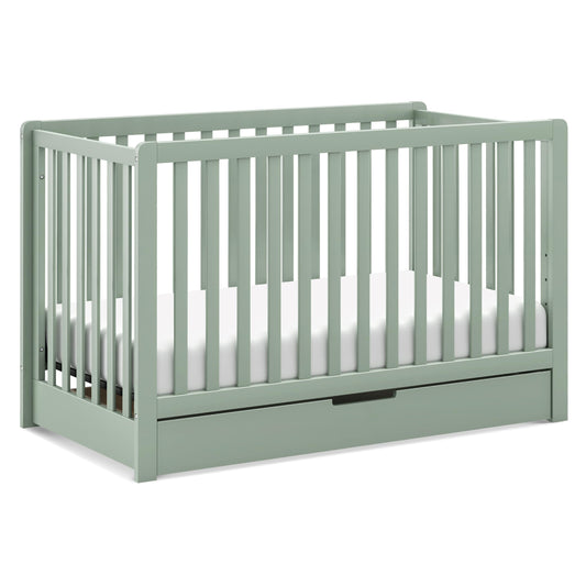 Carter's by Davinci Colby 4-in-1 Convertible Crib with Trundle Drawer in Light Sage, Greenguard Gold Certified, Undercrib Storage