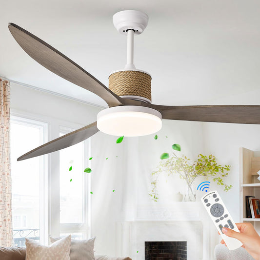 FookChak 72in Large Boho White Ceiling Fan Lights with Remote Control 42W LED Coastal Ceiling Fan with Lights 3 Blade Weathered Wood Ceiling Fans Outdoor Farmhouse for Patio Living Room Kitchen