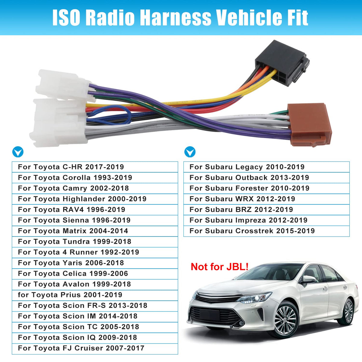 RAV4 Wiring Harness Replacement for Toyota Corolla Camy Highlander ISO Radio Wire Cable Car Stereo Power Speaker