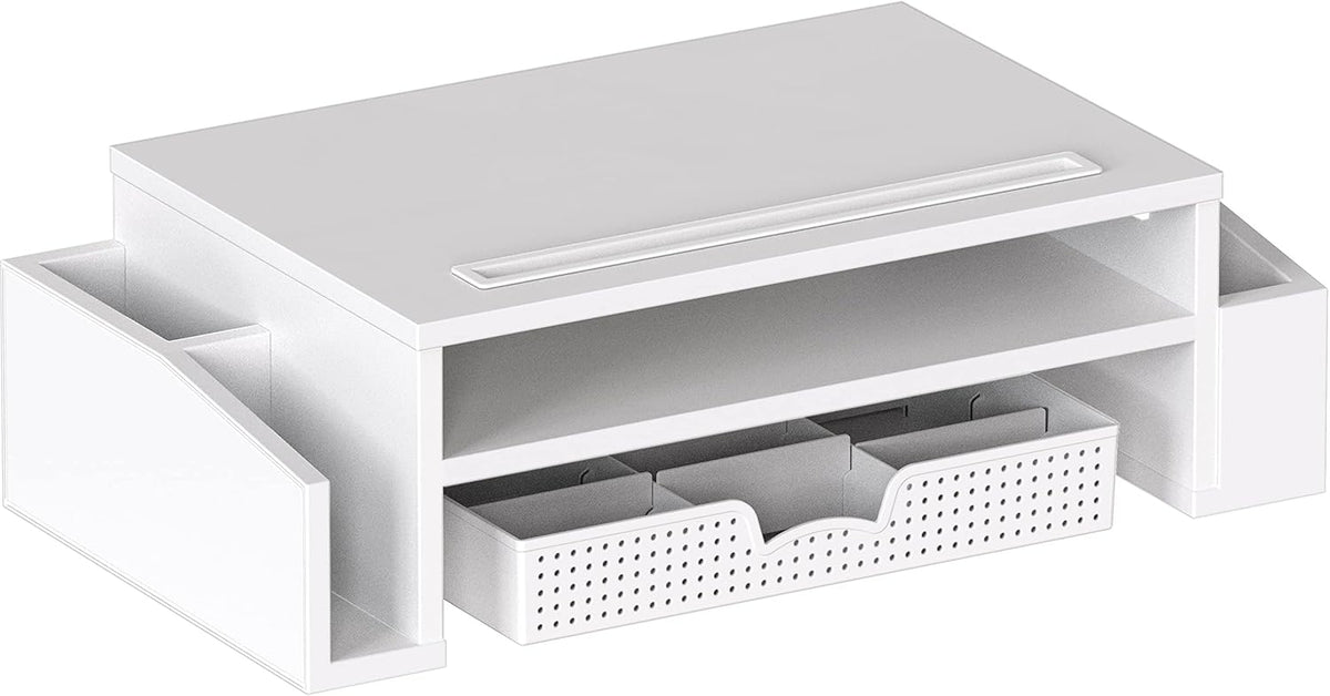 Simple Houseware Adjustable Monitor Stand Riser with Organizer Tray - White