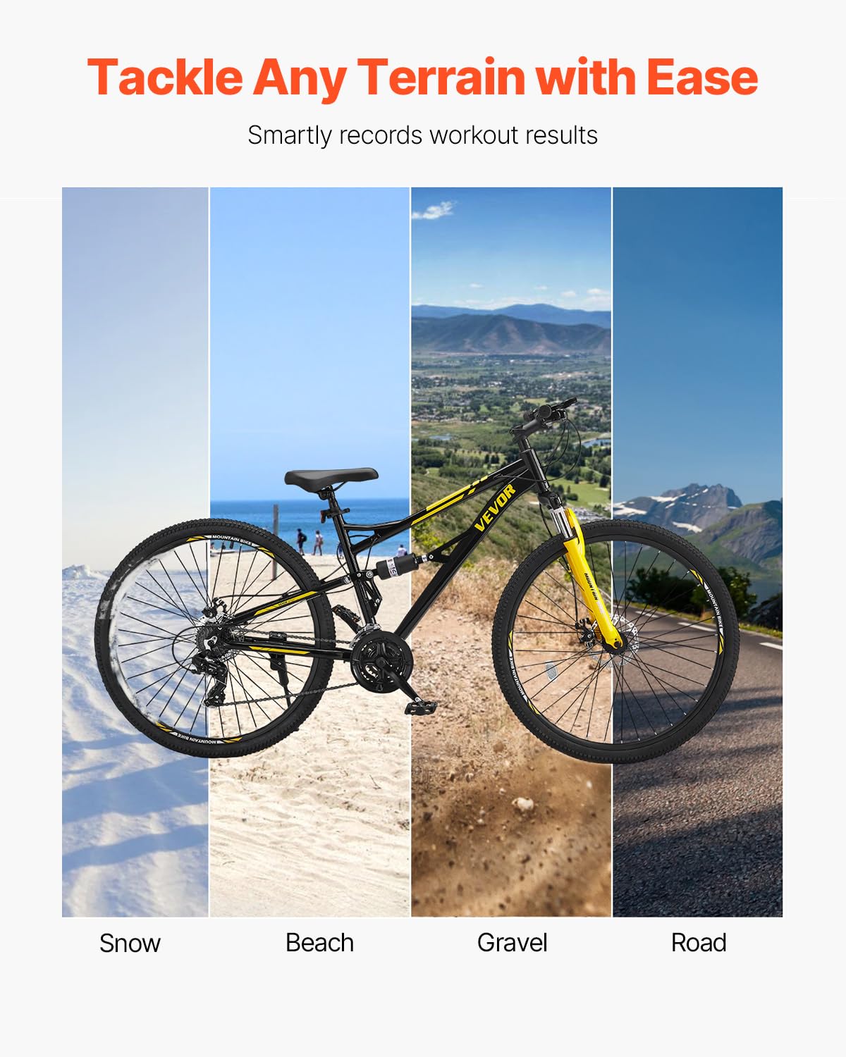 VEVOR Mountain Bike,29 inch MTB Bicycle with Full Dual Suspension,24 Speeds Twist Shifting,Dual Disc Brakes,Aluminum Alloy Frame, for/Men/Women