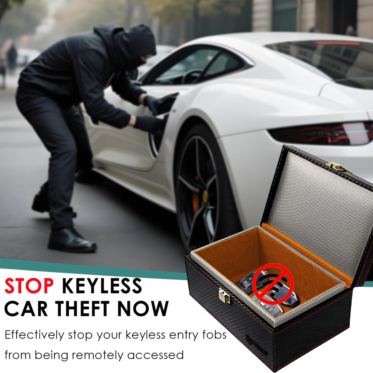 OMKHE Faraday Box for Car Keys – RFID Signal Blocker, Key Fob Protector, Anti-Theft Keyless Entry Protector with Faraday Pouch
