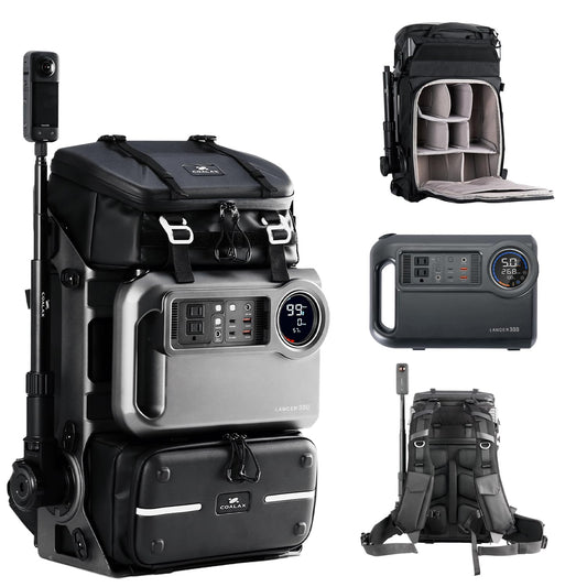 COALAX Lancer300 Pro Camera Backpack with 300W Power Station, Modular Creator Backpack with Magic Arm for Hands-Free POV Filming, Exoskeleton Camera Bag for Photography & Outdoor Production (Black)