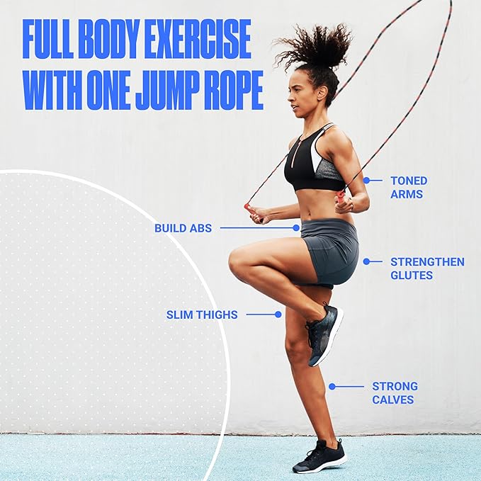 Sportbit Elite Beaded Jump Rope - Adjustable Speed Rope for Fitness, CrossFit, Boxing - Tangle-Free, Lightweight