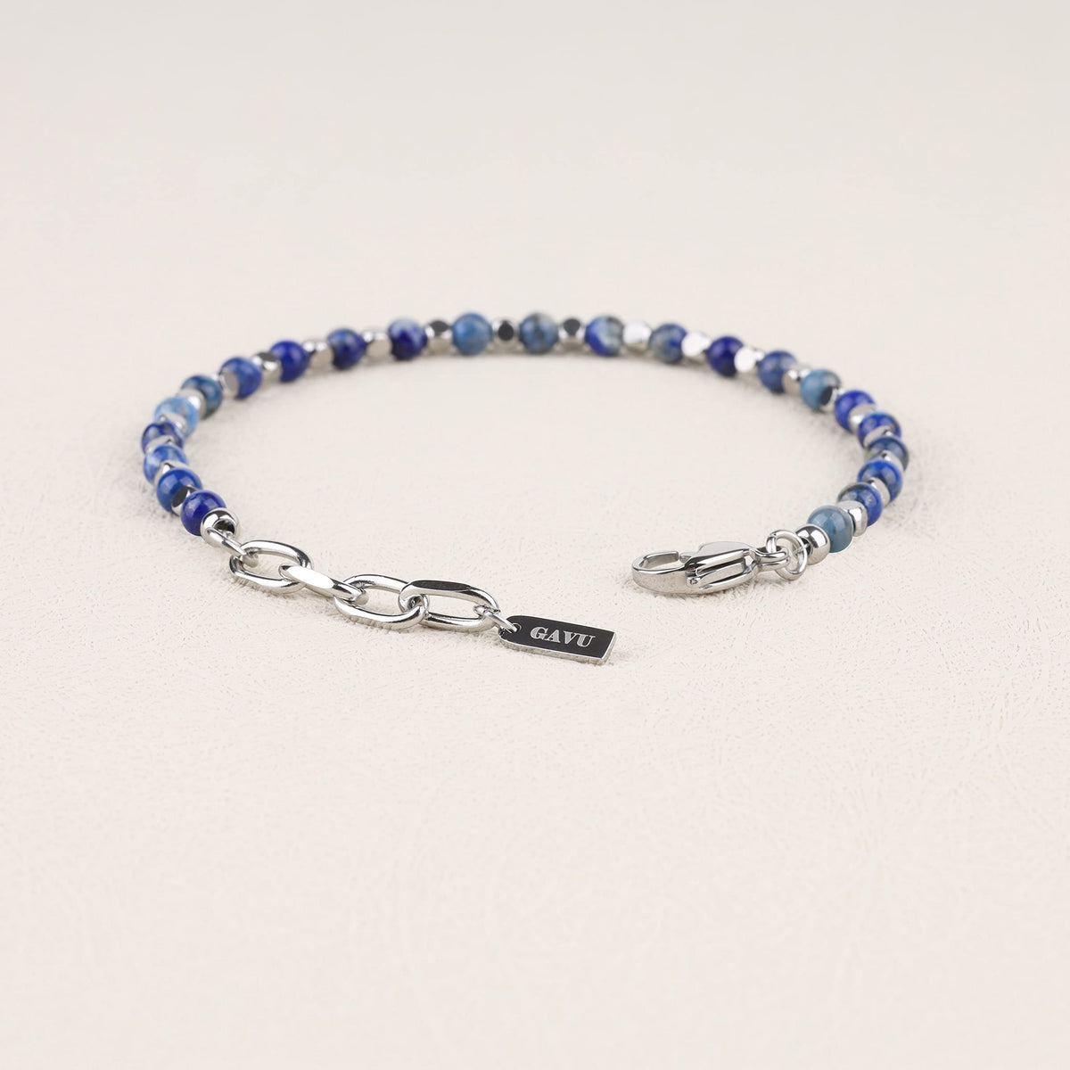 GAVU Men’s Lapis Lazuli Bracelet, Italian Crystal Bracelet for Men 4mm