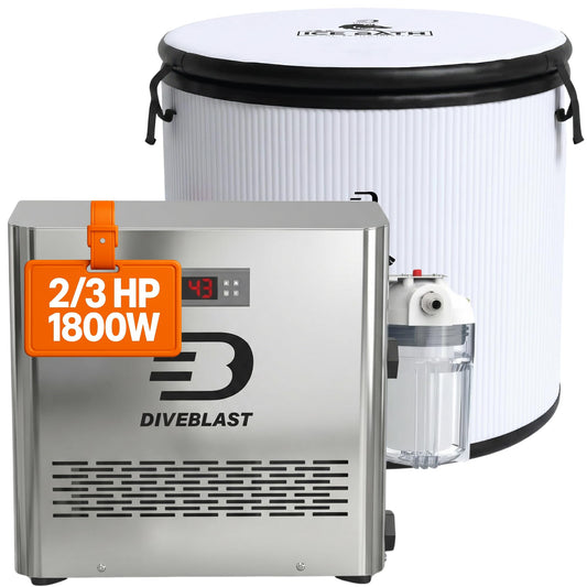Diveblast Cold Plunge Tub With Water Chiller, Pump and Filter - Low Consumption 2/3 HP Cold Plunge Chiller - Cools Water Down to 39°F